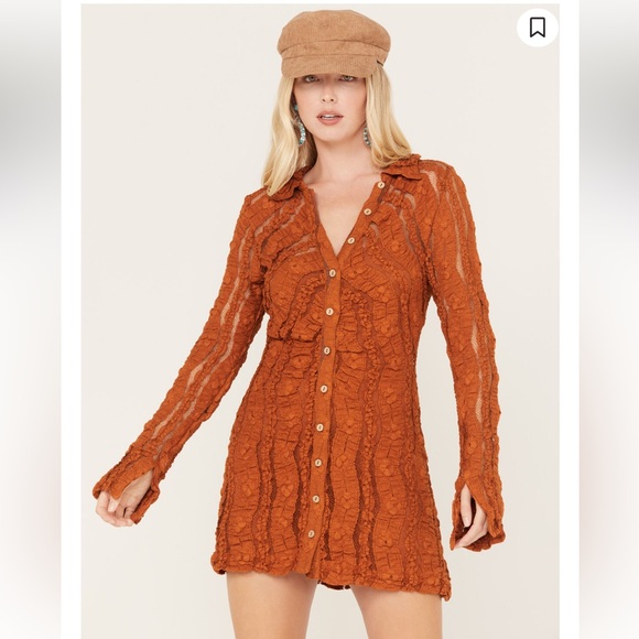 NWT Free People's shayla lace mini dress size S Pumpkin $ 158 - Picture 1 of 16